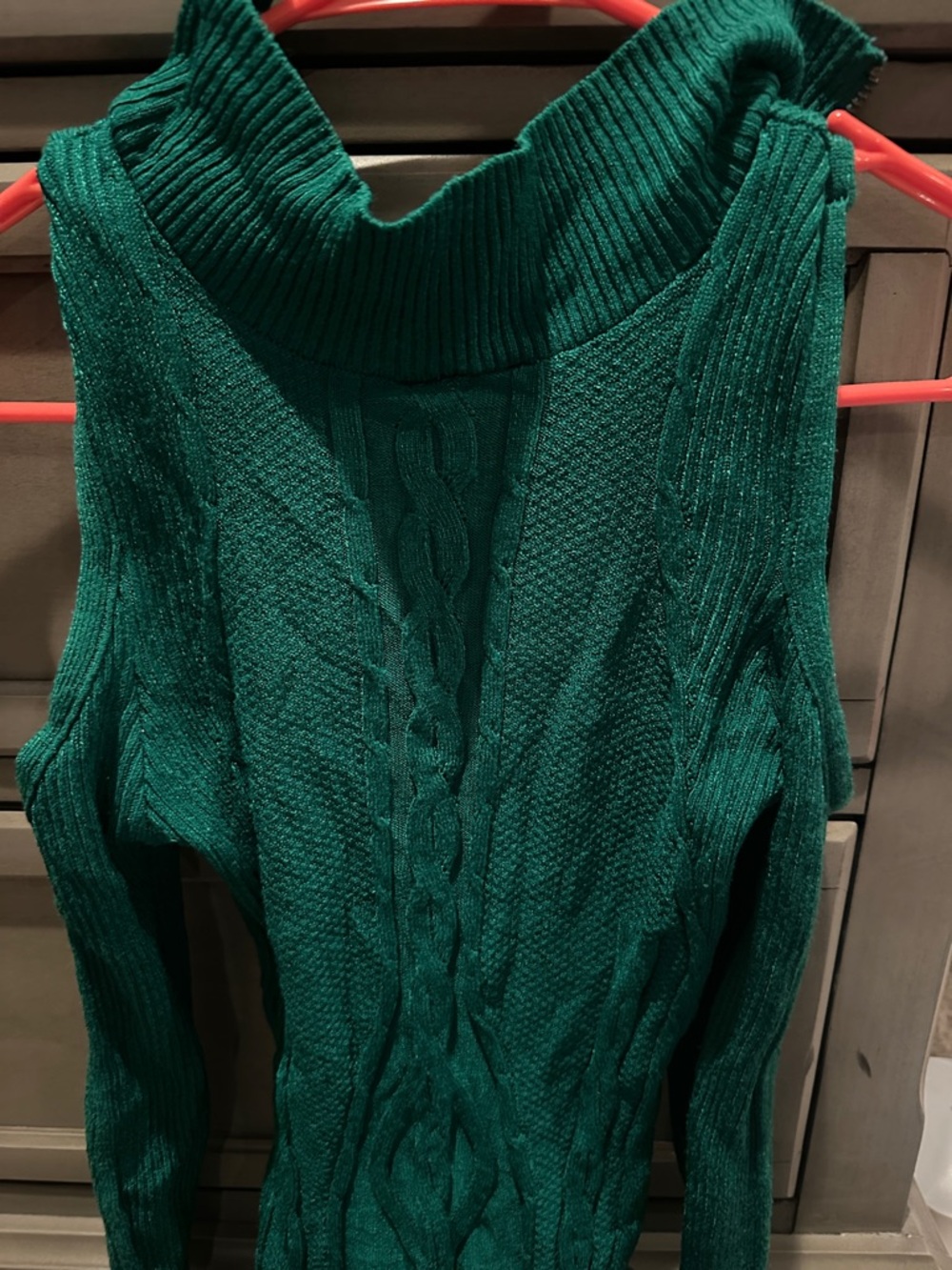 Arden B Green Cable-Knit Cold-Shoulder Turtleneck Dress - Picture 3 of 3
